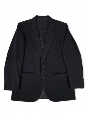 Vintage 90s Louis Roth Wool Blazer 40R Union Made Pinstripe Dark Charcoal